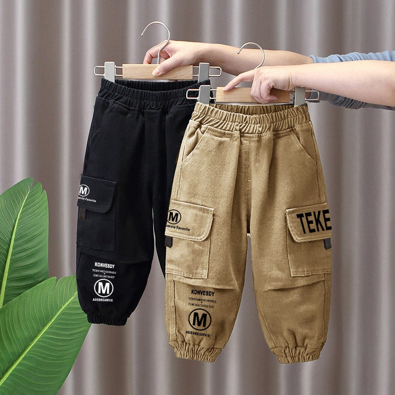 Spring Fleece-Lined Thickened Puffy Handsome Covers Large Children'S Pants Boys And Girls All-Match Trousers - Image 2