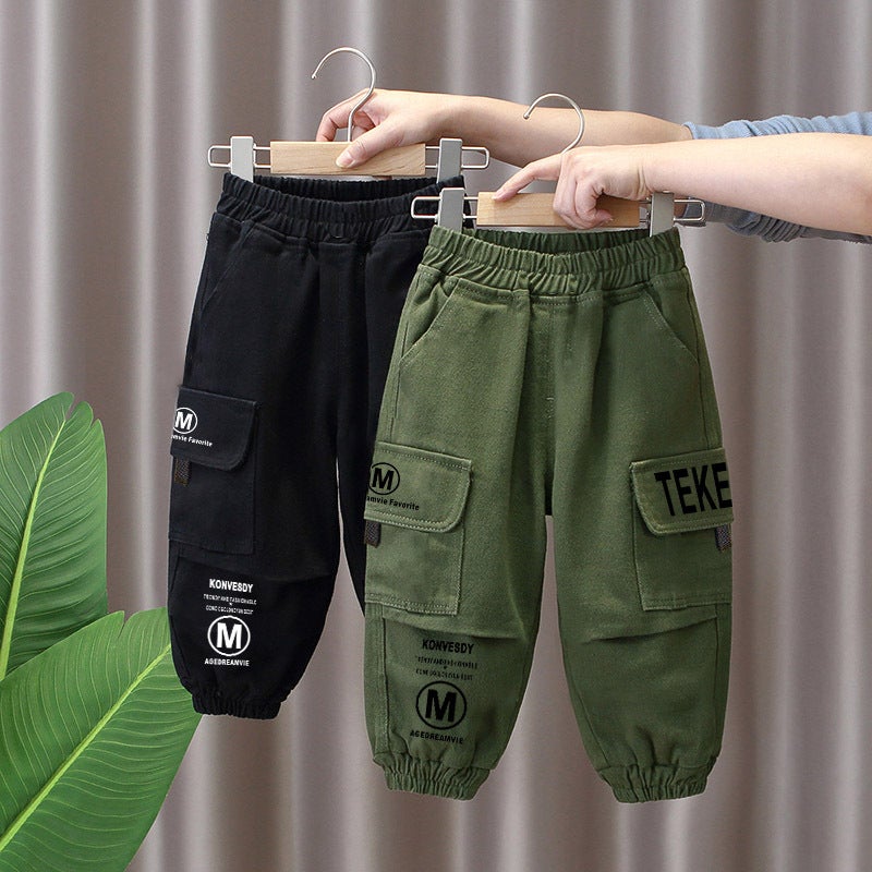 Spring Fleece-Lined Thickened Puffy Handsome Covers Large Children'S Pants Boys And Girls All-Match Trousers - Image 3