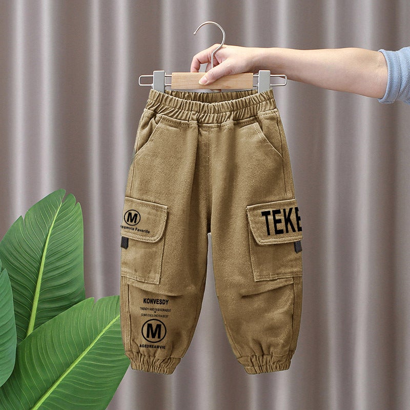Spring Fleece-Lined Thickened Puffy Handsome Covers Large Children'S Pants Boys And Girls All-Match Trousers - Image 5