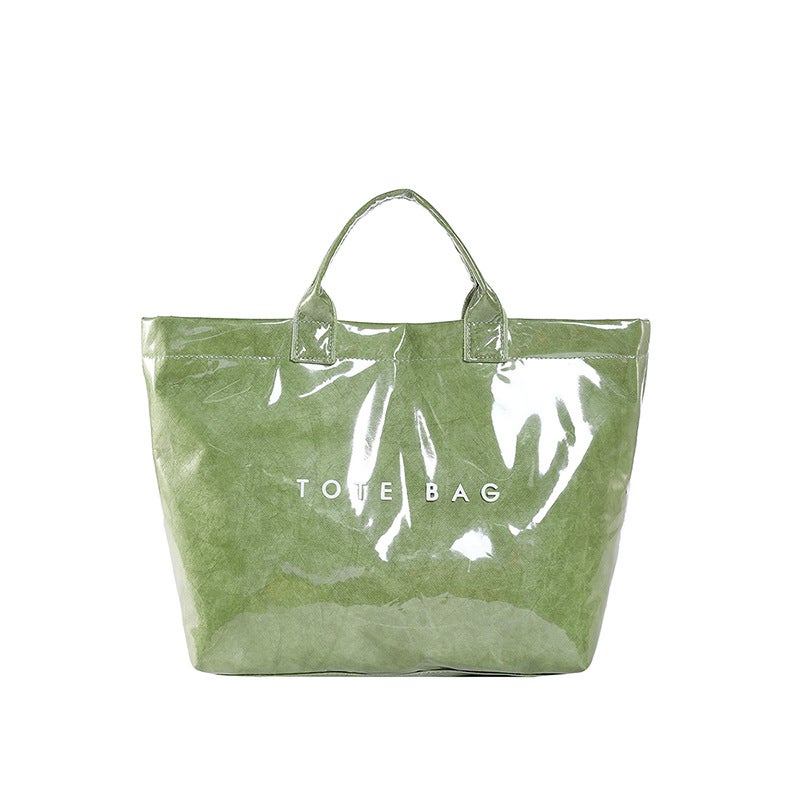 Korean Style Pvc Large-Capacity Printed Letter Handbag Ins Trend Versatile Retro Dupont Paper Women'S Bag - Image 1