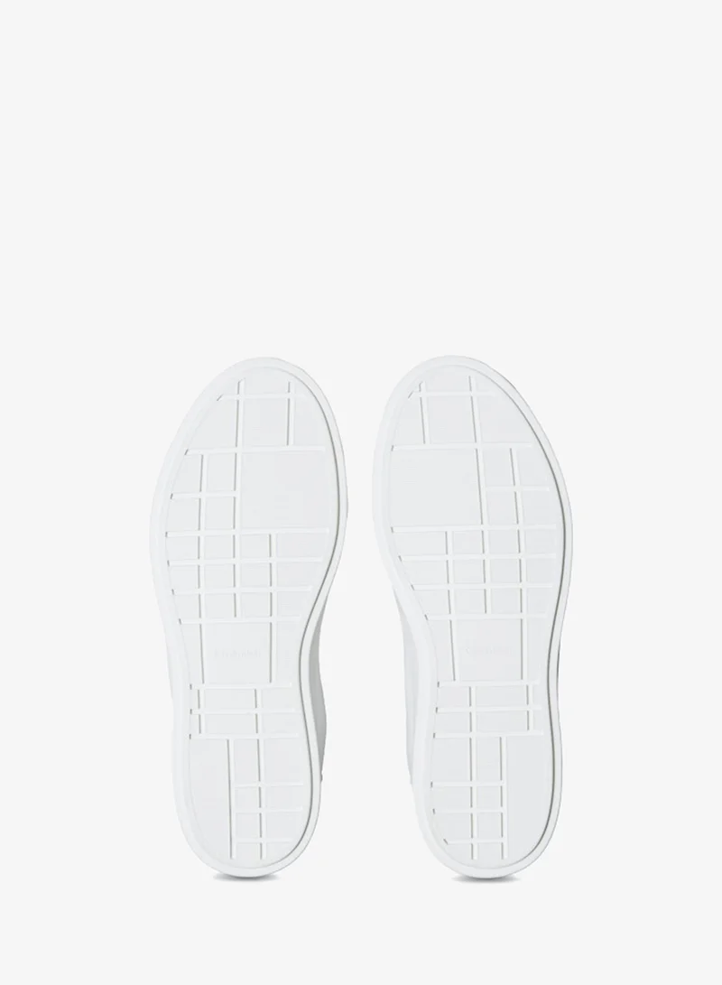 Calvin Klein Bright White/Silver Leather Cupsole Monogram Trainers for Women | Best Price UAE