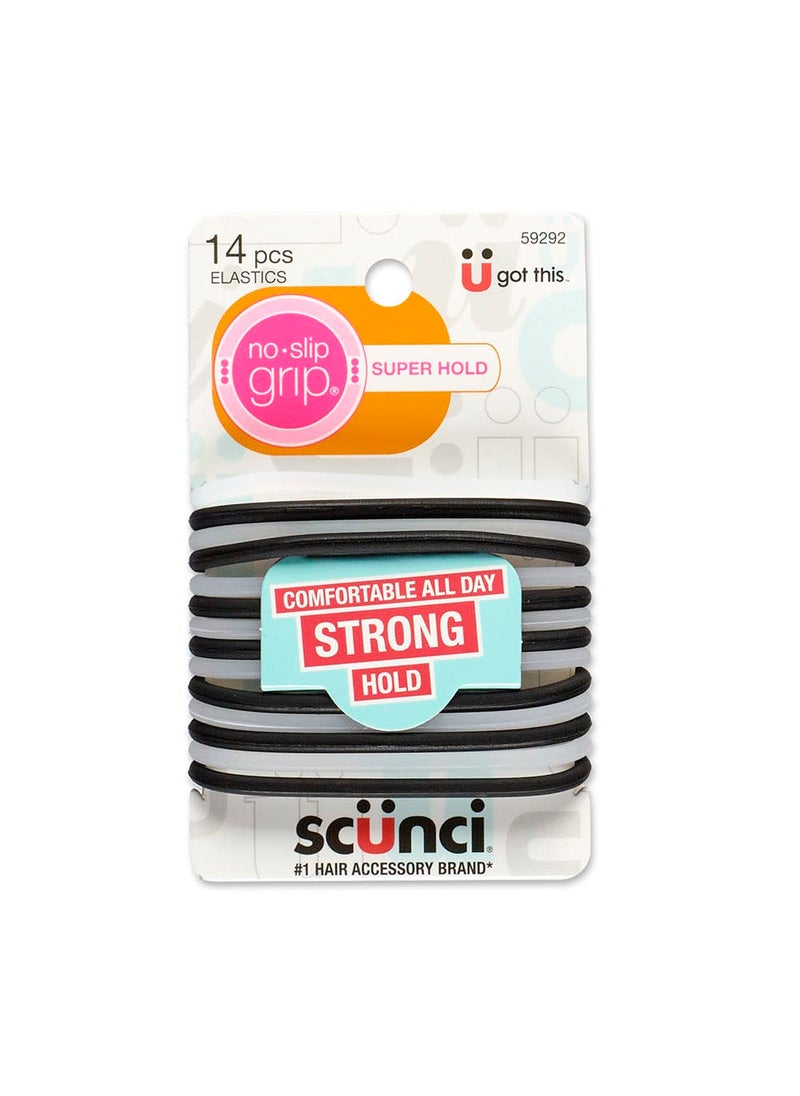 CONAIR Scunci by Conair NoSlip Grip Super Hold Elastics Hair Ties for Women and Men No Damage in Assorted Colors 14 Pack  - Image 1