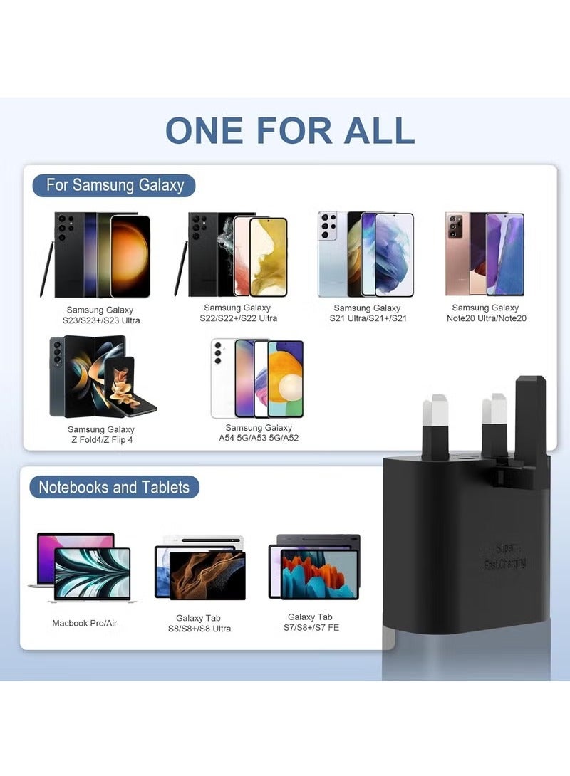 سوبر شاحن شحن فائق السرعة USB C بقوة 45 وات - متوافق مع S24 S23 S22 S21 S20 Ultra وS24+ S23+ S22+ S21+ وA53 وA15 وA55 وA54 - محول طاقة من النوع C، - Image 3