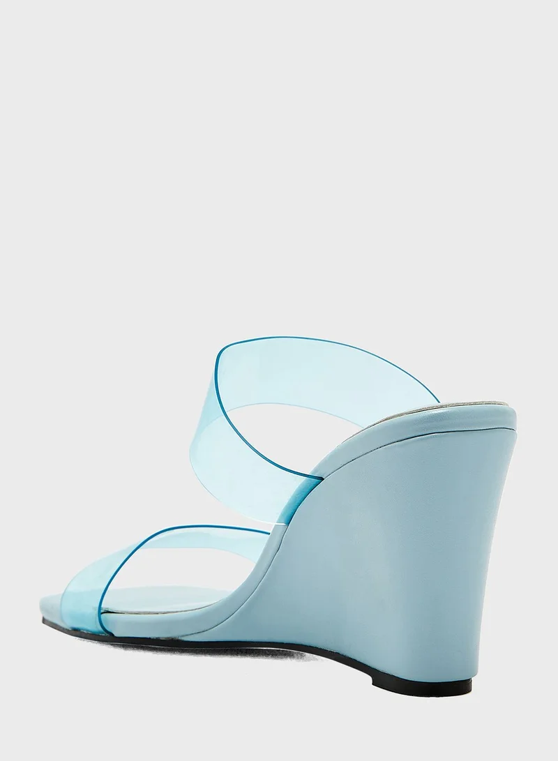 Ella Limited Edition Double Transparent  Strap Wedge Sandals