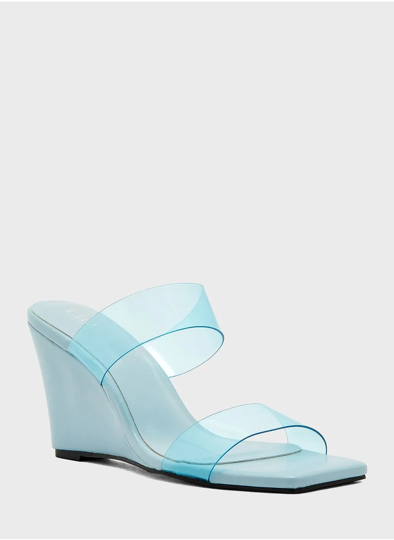 Ella Limited Edition Double Transparent  Strap Wedge Sandals