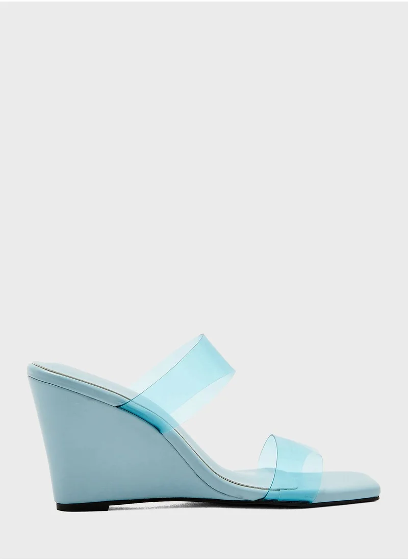 Ella Limited Edition Double Transparent  Strap Wedge Sandals