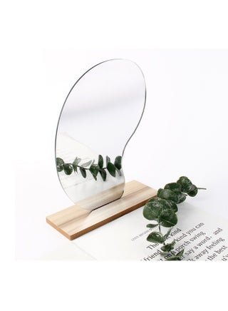 Irregular Aesthetic Vanity Mirror Frameless, Decorative Desk Tabletop Acrylic Mirrors with Wooden Stand for Living Room, Bedroom, and Minimal Spaces Home Decor - Mango Shape - pzsku/ZA92F2AD36A1848100E0FZ/45/_/1724898316/f254dbd8-dfe4-4531-80e9-b1a766d2d65e