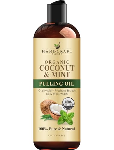 Handcraft Blends Coconut Oil Pulling for Teeth and Gums with Peppermint Oil - Organic Coconut Oil Pulling Oil Mouthwash for Fresh Breath, Oral Health and Cleaner Teeth and Gums - 8 Fl oz - Image 1