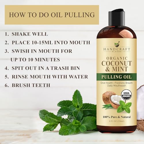 Handcraft Blends Coconut Oil Pulling for Teeth and Gums with Peppermint Oil - Organic Coconut Oil Pulling Oil Mouthwash for Fresh Breath, Oral Health and Cleaner Teeth and Gums - 8 Fl oz - Image 4