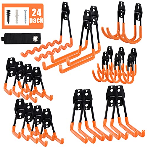AOBEN Garage Hooks Heavy Duty, Steel Garage Storage Hooks, Utility Tool Hangers and Combinable Wall Mount Garage Hooks for Organizing Ladders, Bikes, Hoses, and More Equipment (Small J, 4 Pack) - Image 1