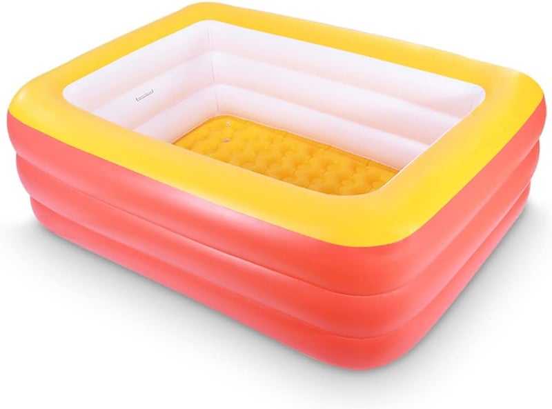 XFlated Inflatable Pools for Kids and Adults, 82" X 57" X 25" Kiddie Pools with Inflatable Soft Floor, Durable Family Swimming Pool for Backyard, Garden or Indoor (Orange) - Image 1