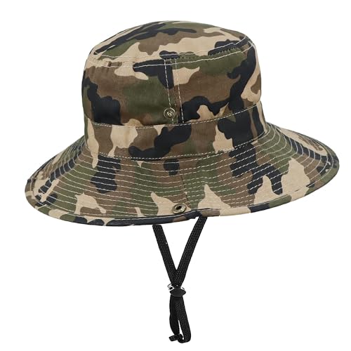 OVOY Toddler Sun Hat Bucket Boys-Camouflage Fishman Cap Packable (Camo,52cm Suggest for 2-3years Old Kids) - Image 1