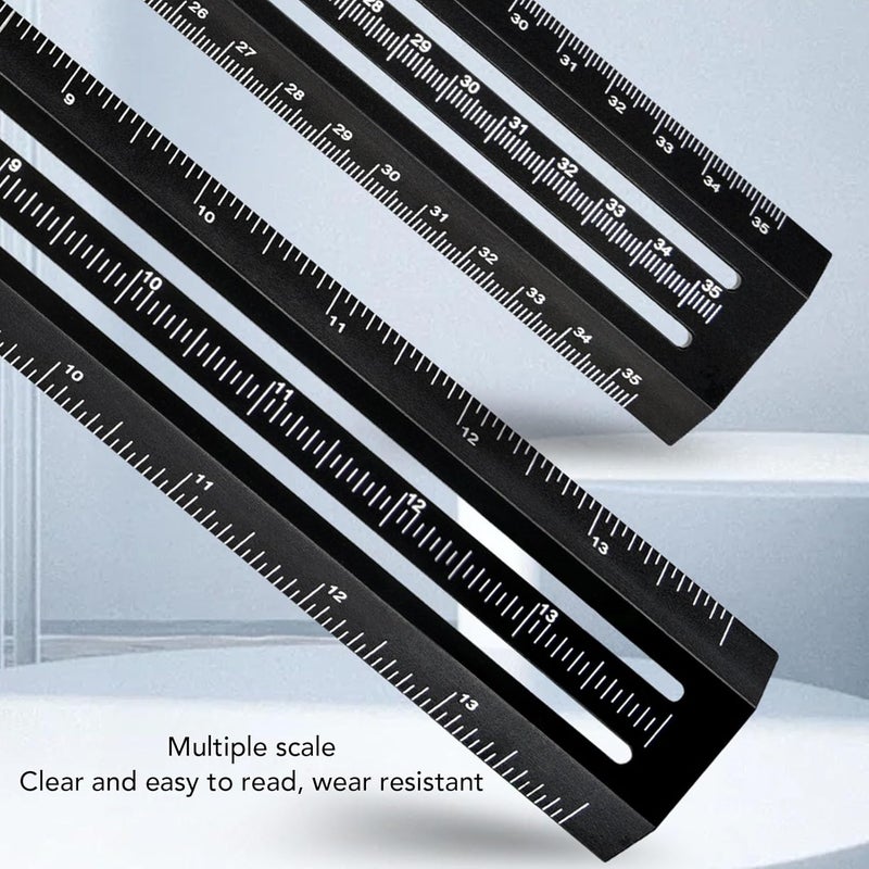 Black Woodworking Compass Tool 14 Inch Aluminum Alloy Adjustable T Type Measuring Scribing Ruler - Image 5