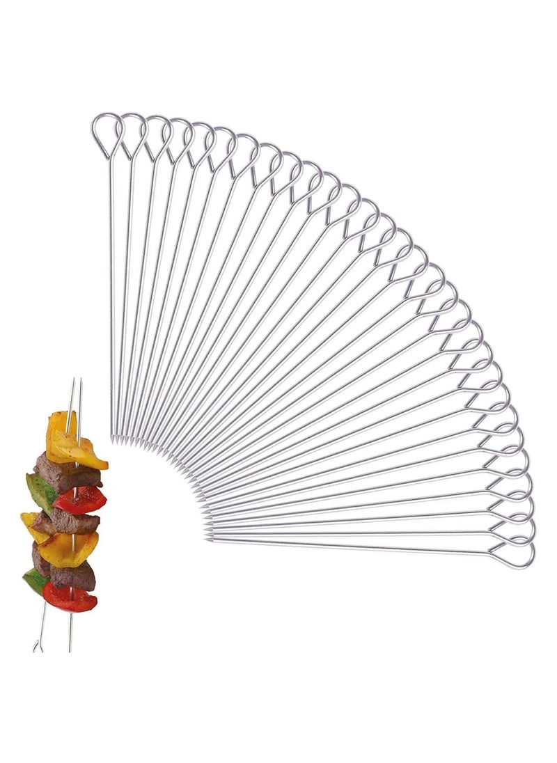 SYOSI 30 pcs Stainless Steel Skewers Roast Goose Needle Barbecue Skewers Sticks Bbq Skewers Reusable Shish Kebab Kabob Skewers for Grilling Kebob Meat Chicken Vegetable Appetiser 20cm  - Image 1