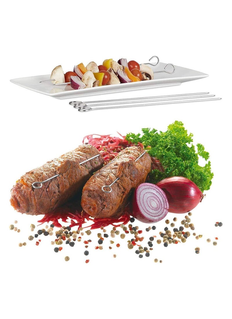 SYOSI 30 pcs Stainless Steel Skewers Roast Goose Needle Barbecue Skewers Sticks Bbq Skewers Reusable Shish Kebab Kabob Skewers for Grilling Kebob Meat Chicken Vegetable Appetiser 20cm  - Image 2