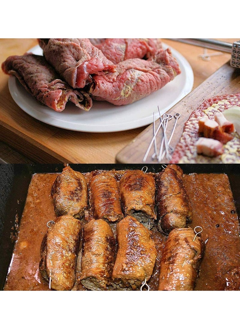 SYOSI 30 pcs Stainless Steel Skewers Roast Goose Needle Barbecue Skewers Sticks Bbq Skewers Reusable Shish Kebab Kabob Skewers for Grilling Kebob Meat Chicken Vegetable Appetiser 20cm  - Image 5