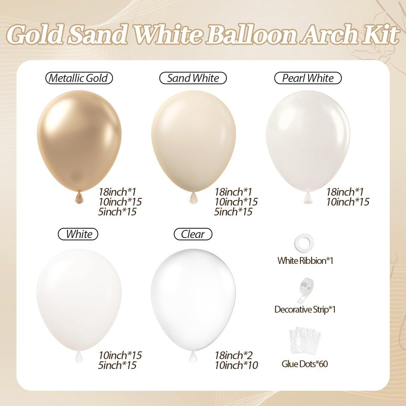 Leraqertra Beige Champagne Balloon Garland Arch Kit, Metallic Gold Sand Pearl White Clear Champagne Balloons for Engagement Bridal Baby Shower Wedding Anniversary Birthday Party Decorations - Image 2
