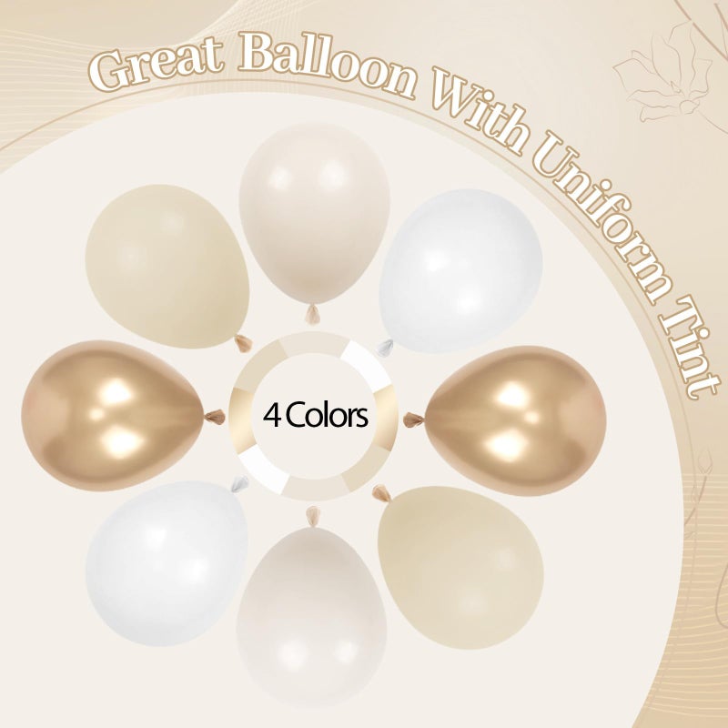 Leraqertra Beige Champagne Balloon Garland Arch Kit, Metallic Gold Sand Pearl White Clear Champagne Balloons for Engagement Bridal Baby Shower Wedding Anniversary Birthday Party Decorations - Image 4