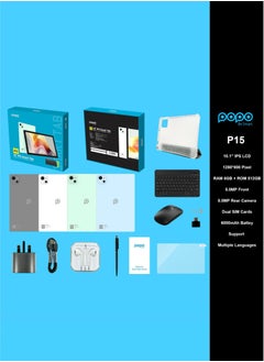 popo P15 5G IPS LCD Premium Android 10 Inch Smart Tablet With 8GB Ram 512GB Rom Silver  - Image 4