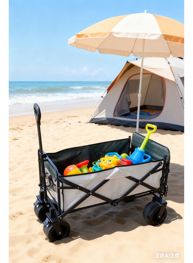 Heavy-Duty Folding All-Terrain Cart with Tank Wheels + Rear Expandable Design – A Must-Have for Outdoor Camping / Shopping / Gardening Tool Transportation - Image 2