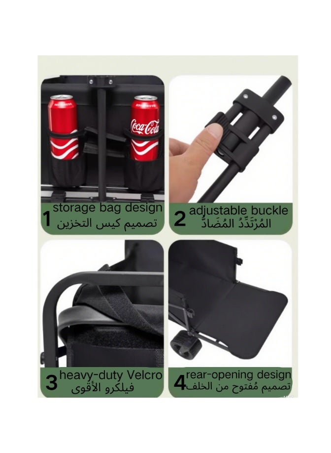 Heavy-Duty Folding All-Terrain Cart with Tank Wheels + Rear Expandable Design – A Must-Have for Outdoor Camping / Shopping / Gardening Tool Transportation - Image 5