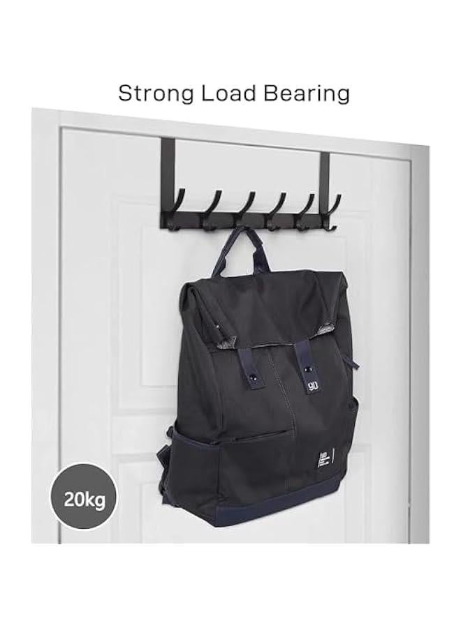 Over the Door Hooks, Heavy-duty Aluminum Door Hanger Hook, Over the Door Towel Rack with 6 Coat Hooks, Sturdy Brushed Finish Over the Door Hanger Hook for Hanging Towels, Clothes, Hat - Image 4