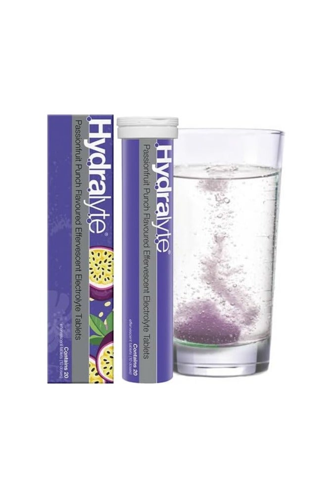 Hydralyte Effervescent Passion Fruit Punch Flavoured Electrolyte 20 Tablets - Image 1