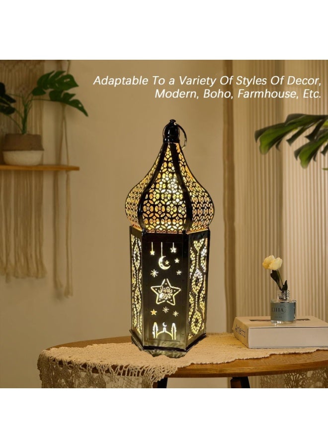 TAPIT Ramadan Lantern Large Eid Mubarak Lantern Moon Star Hanging LED Lantern for Home Patio Table Wedding Centerpiece Festival Decoration - Image 3