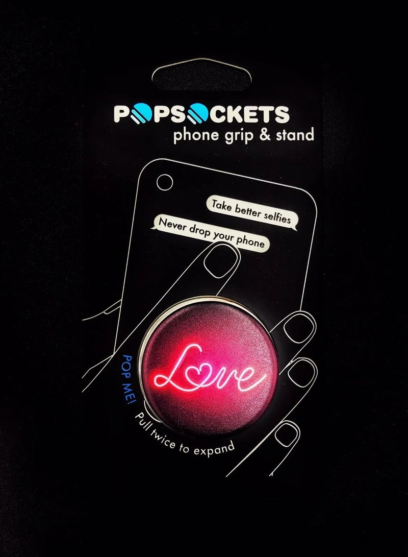 Pop Socket PopSockets Neon Love Sign Pink Red PopSocket Pop Socket Phone Holder Grip - Image 2