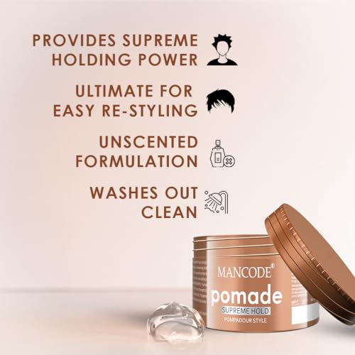 MAN CODE Mancode Hair Styling Pomade Wax for Men- 100ml | Supreme Hold, Glossy Finish, Non-Greasy, Water-Based Formula | 24-Hour Flexible Hold | Strong & Long-Lasting | All Hair Types - Image 3