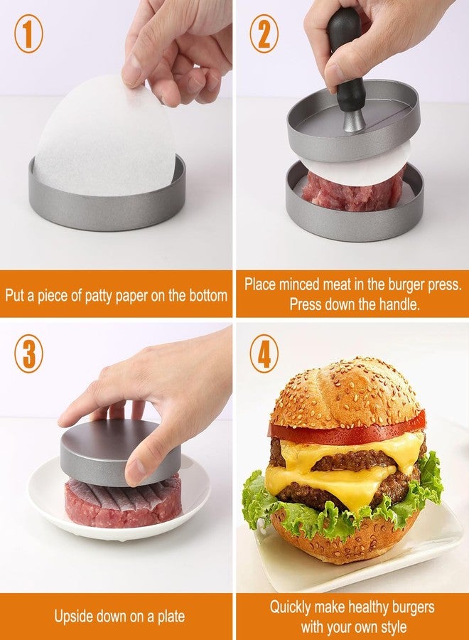 TACGEA Burger Press 150 Patty Papers, Non-Stick Hamburger Patty Maker with Wax Paper, Aluminum Burger Maker for Kitchen BBQ Grill - Image 3