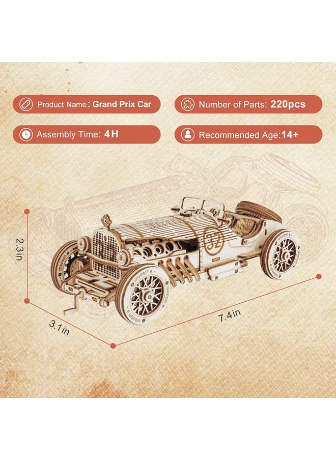 RoWood Model Cars To Build 3D Wooden Puzzle For Adults & Teens Diy Scale Mechanical Car Model Building Kits Best Toys Gift For Kids Grand Prix Car  - Image 4