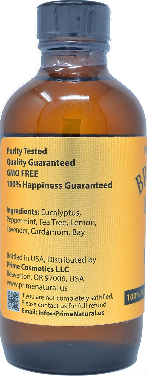 Prime Natural خليط زيت أساسي برايم ناتشورال بريث 4 أونصات نقي غير مخفف من الدرجة العلاجية للعلاج بالروائح، موزع، تخفيف الجيوب الأنفية، الحساسية، الاحتقان، البرد، السعال، الصداع - Image 3