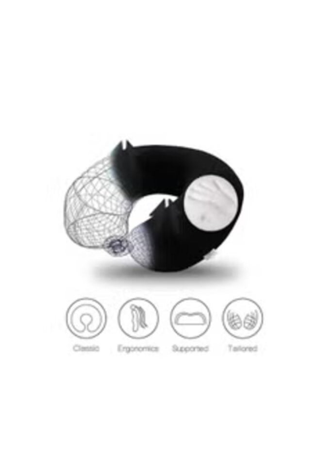 House One - Velvet Neck and Travel Pillow 30x25x10 cm - Black - Image 1