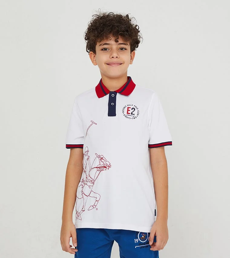 Embroidered short-sleeved polo shirt
