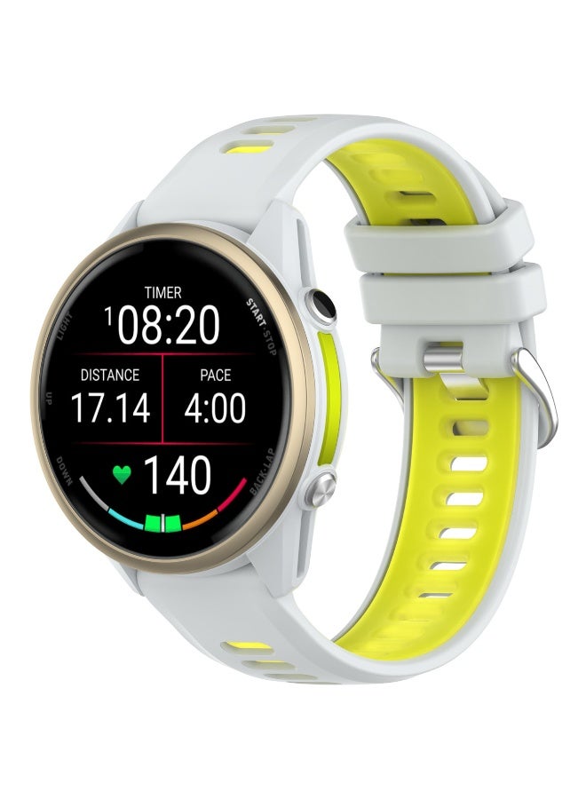 Band for Garmin Forerunner 970/Forerunner965/Forerunner965 SmartWatch Replacement Band,Soft Silicone Strap,Replacement Strap 22mm (White-lemon Yellow) - Image 1