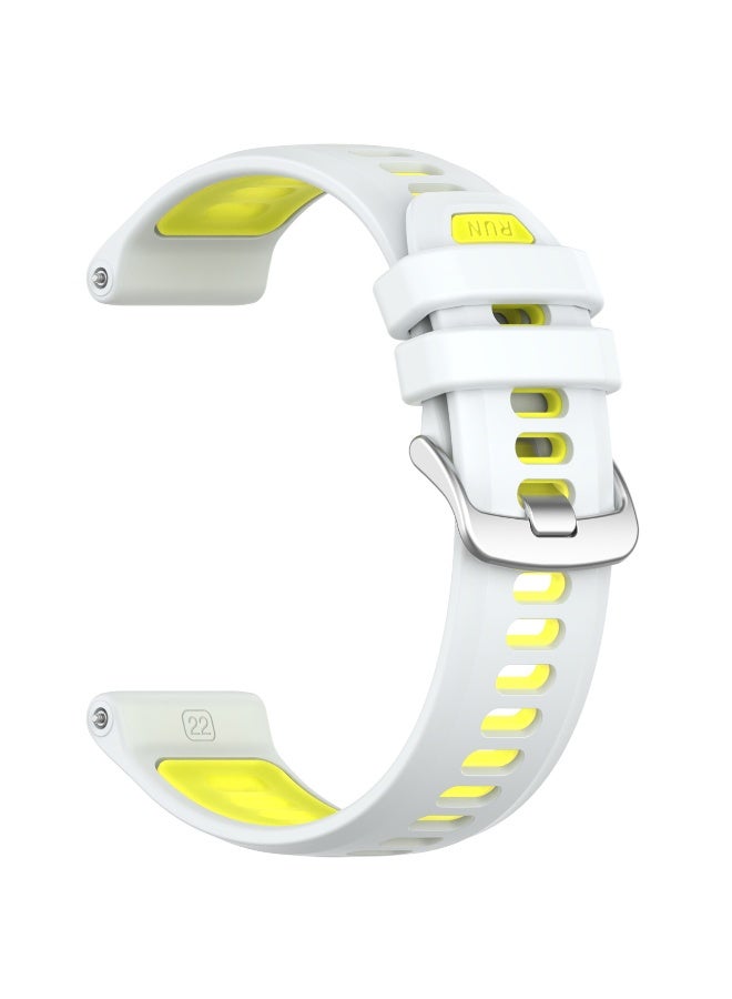 Band for Garmin Forerunner 970/Forerunner965/Forerunner965 SmartWatch Replacement Band,Soft Silicone Strap,Replacement Strap 22mm (White-lemon Yellow) - Image 2