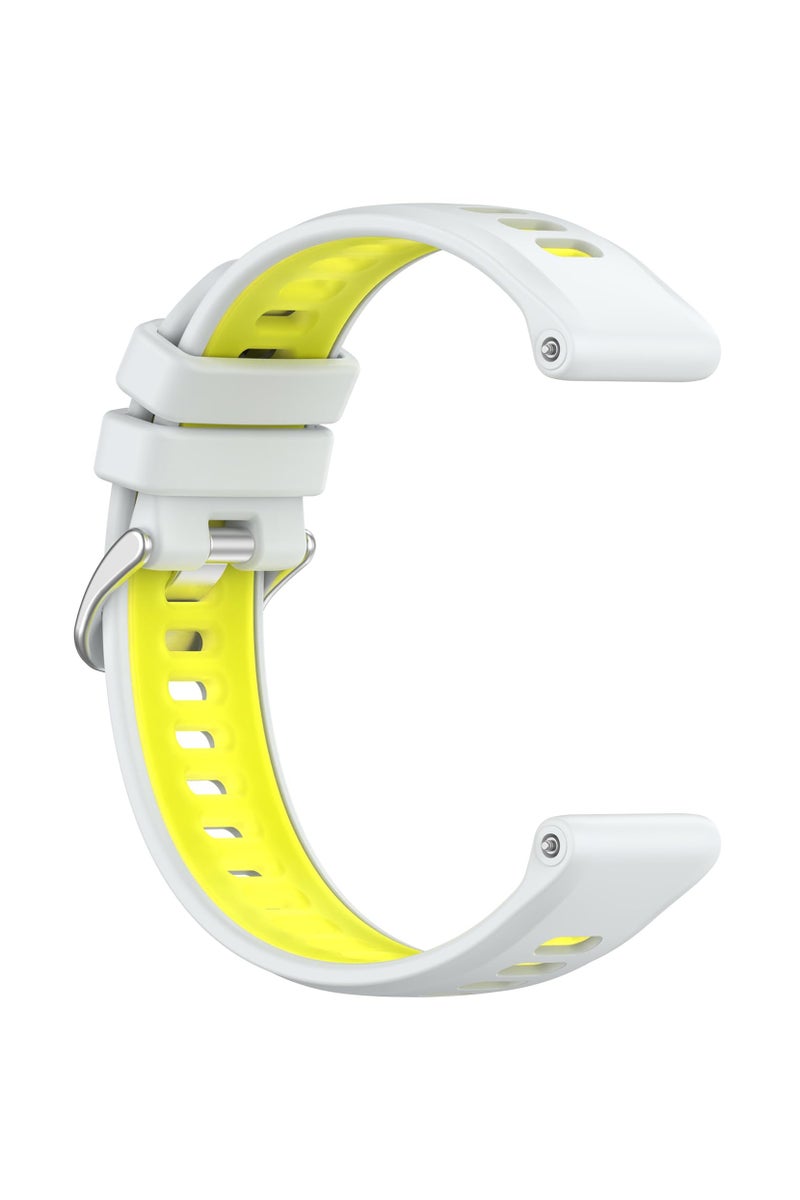 Band for Garmin Forerunner 970/Forerunner965/Forerunner965 SmartWatch Replacement Band,Soft Silicone Strap,Replacement Strap 22mm (White-lemon Yellow) - Image 3