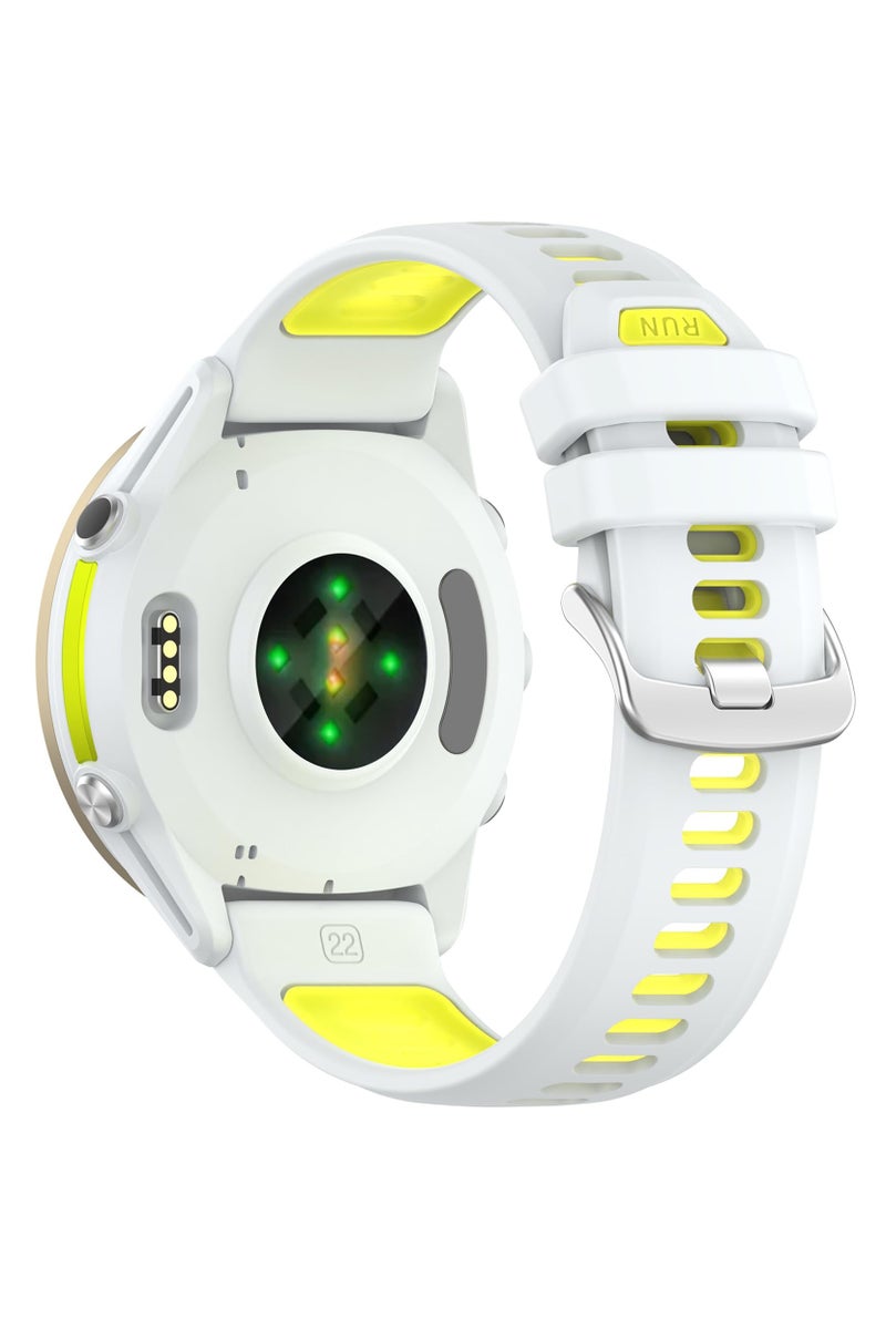 Band for Garmin Forerunner 970/Forerunner965/Forerunner965 SmartWatch Replacement Band,Soft Silicone Strap,Replacement Strap 22mm (White-lemon Yellow) - Image 4