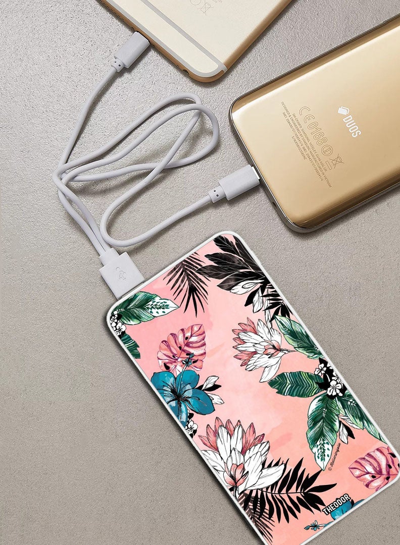 Theodor 10,000 mAh Super Fast Charging Ultra Compact Power Bank with Quick Charge & Power Delivery, Portable Charger For iPhone and Android Flower and Leaves  - Image 2