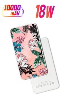 Theodor 10,000 mAh Super Fast Charging Ultra Compact Power Bank with Quick Charge & Power Delivery, Portable Charger For iPhone and Android Flower and Leaves  - Image 1
