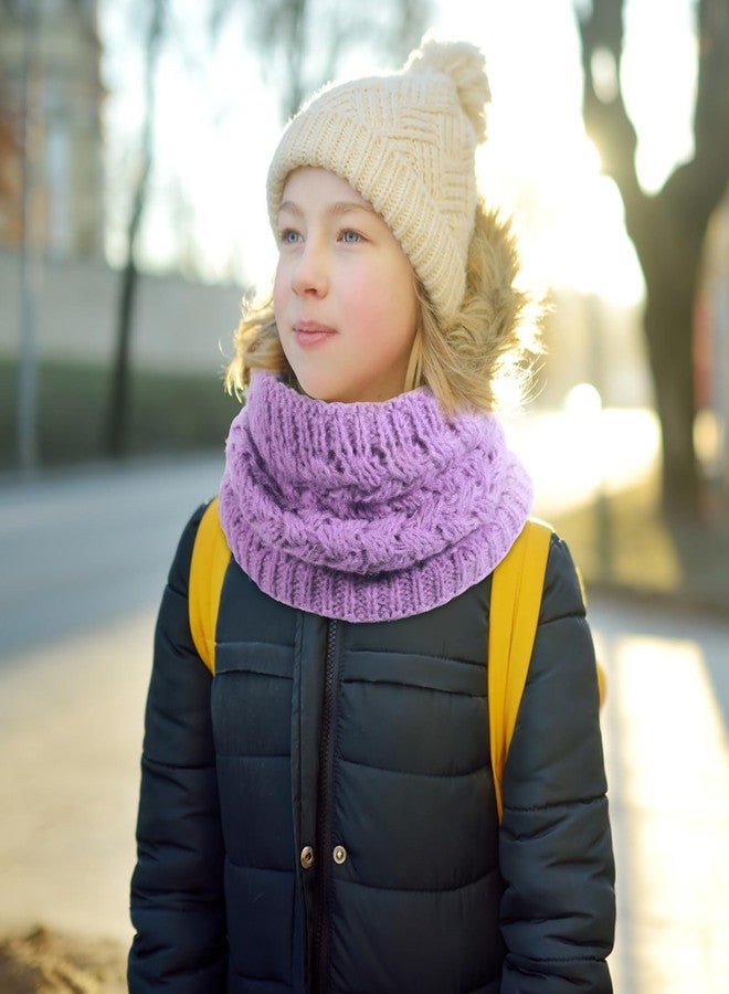 Cozypower 6 Pcs Kids Winter Knitted Infinity Scarf Girls Boys Neck Warmer Double Layer Fleece Lined Neck Gaiter Windproof - Image 5