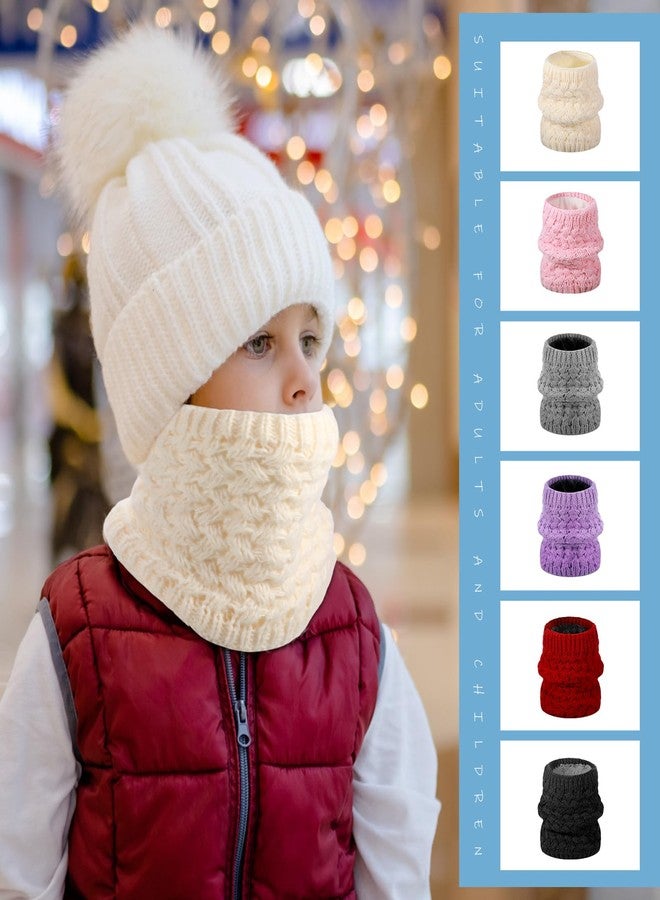 Cozypower 6 Pcs Kids Winter Knitted Infinity Scarf Girls Boys Neck Warmer Double Layer Fleece Lined Neck Gaiter Windproof - Image 4