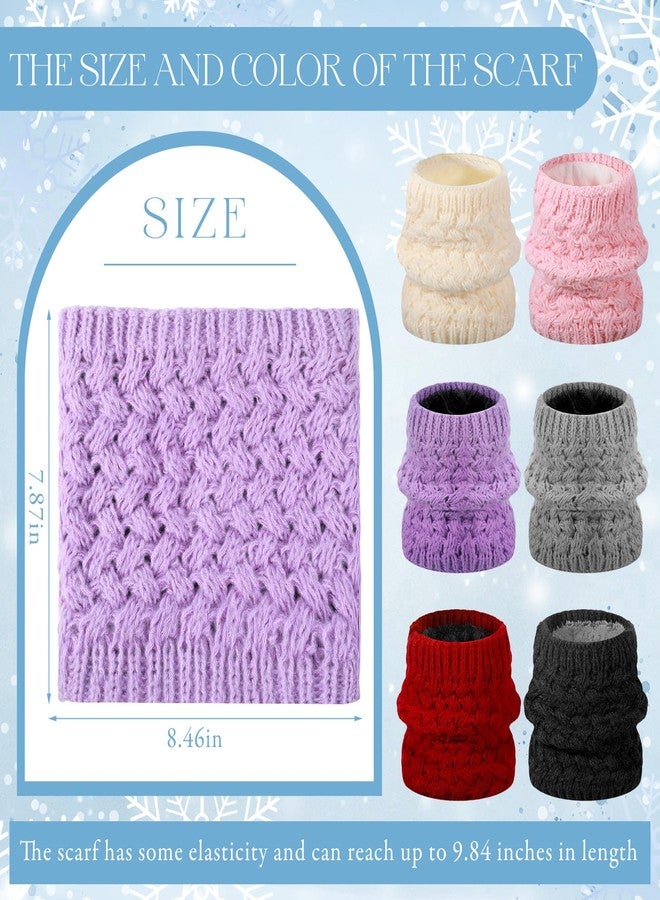 Cozypower 6 Pcs Kids Winter Knitted Infinity Scarf Girls Boys Neck Warmer Double Layer Fleece Lined Neck Gaiter Windproof - Image 2