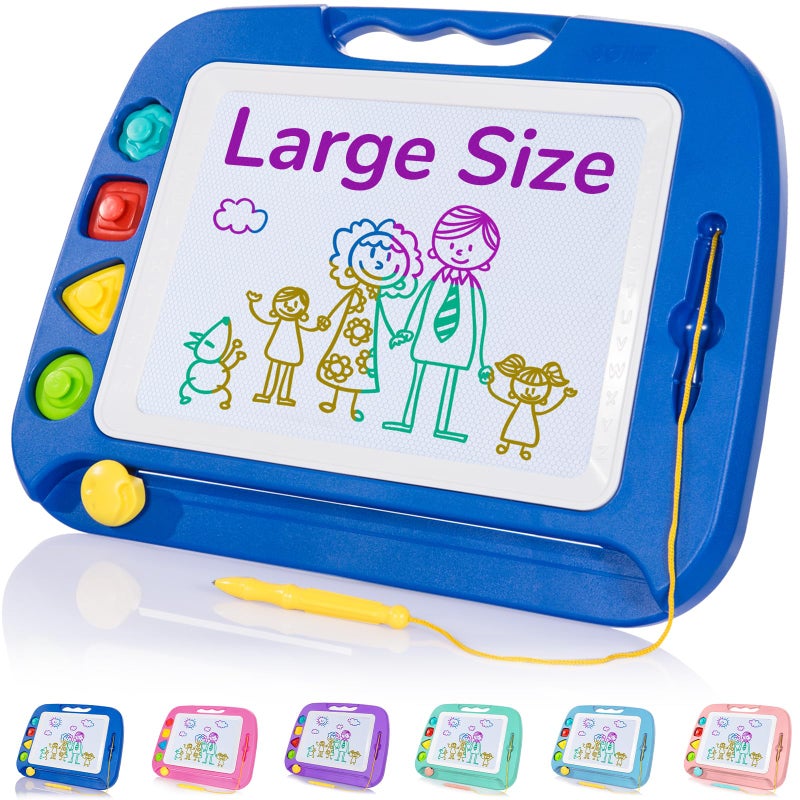 SGILE Large Magnetic Drawing Board for Kids Toddlers Toys for 1 2 3 4 Year Old Etch  Sketch Pad with 4 Stamps Learning and Educational Toys for Boys Girls Gift 16 13 in 42 x 32 CM Blue - Image 2