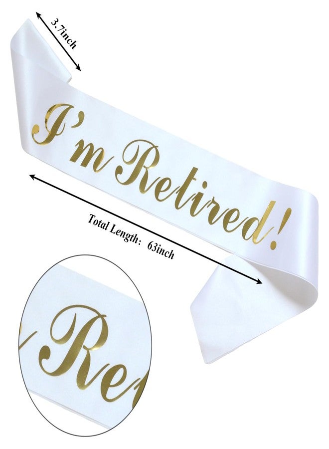 لوويجز وشاح "أنا متقاعد" من لويجز، أبيض وذهبي، وشاح تقاعد للنساء والرجال، مستلزمات تزيين حفلات التقاعد السعيد (أبيض) - Image 2