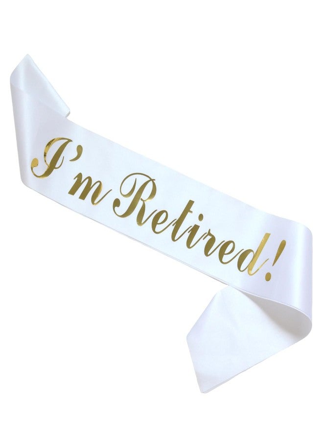 لوويجز وشاح "أنا متقاعد" من لويجز، أبيض وذهبي، وشاح تقاعد للنساء والرجال، مستلزمات تزيين حفلات التقاعد السعيد (أبيض) - Image 1