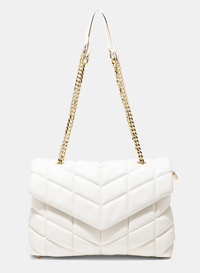 AMICA Natalia Soft Puffer Quilted Leather Women's Shoulder Crossbody Handbag with Gold Chain