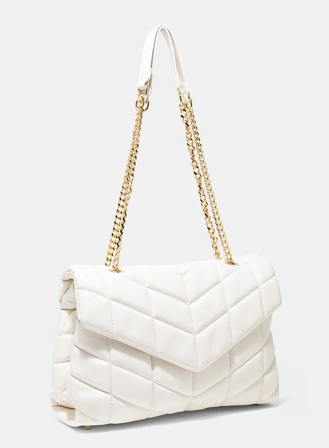 AMICA Natalia Soft Puffer Quilted Leather Women's Shoulder Crossbody Handbag with Gold Chain