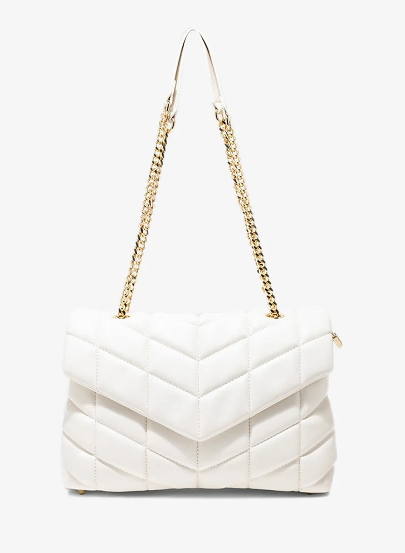 Amica Natalia Soft Puffer Quilted Leather Women's Shoulder Crossbody Handbag with Gold Chain